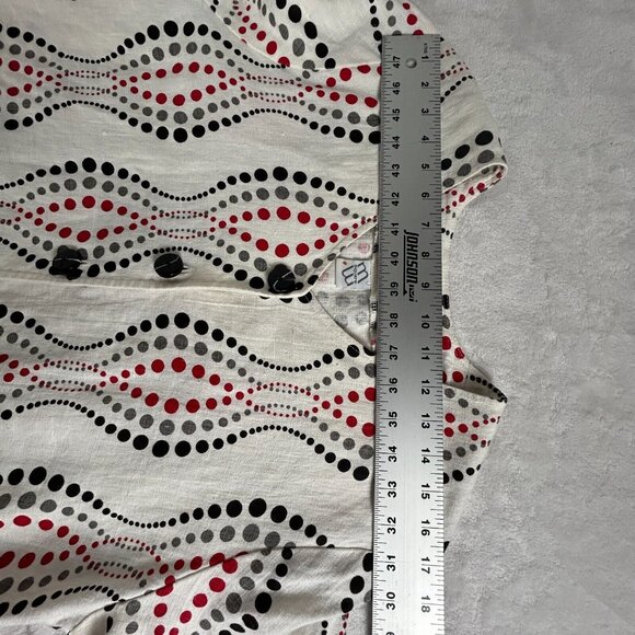 M Square Womens Tunic Top Linen Long Sleeve Button Down Asymmetric Dots One Size - Picture 8 of 10